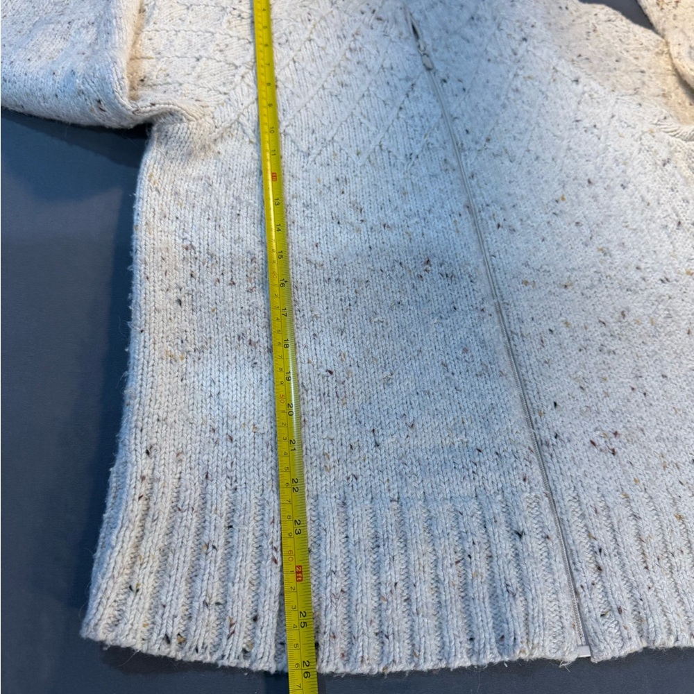 Dressbarn Full Zip Sweater  Blue, Black, White Tweed, Size XL Acrylic/Wool Blend - Picture 9 of 16
